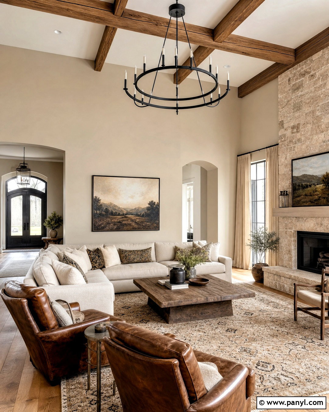 Accessible Beige Living Room With Vaulted Ceiling - 20 accessible beige sherwin williams living room ideas