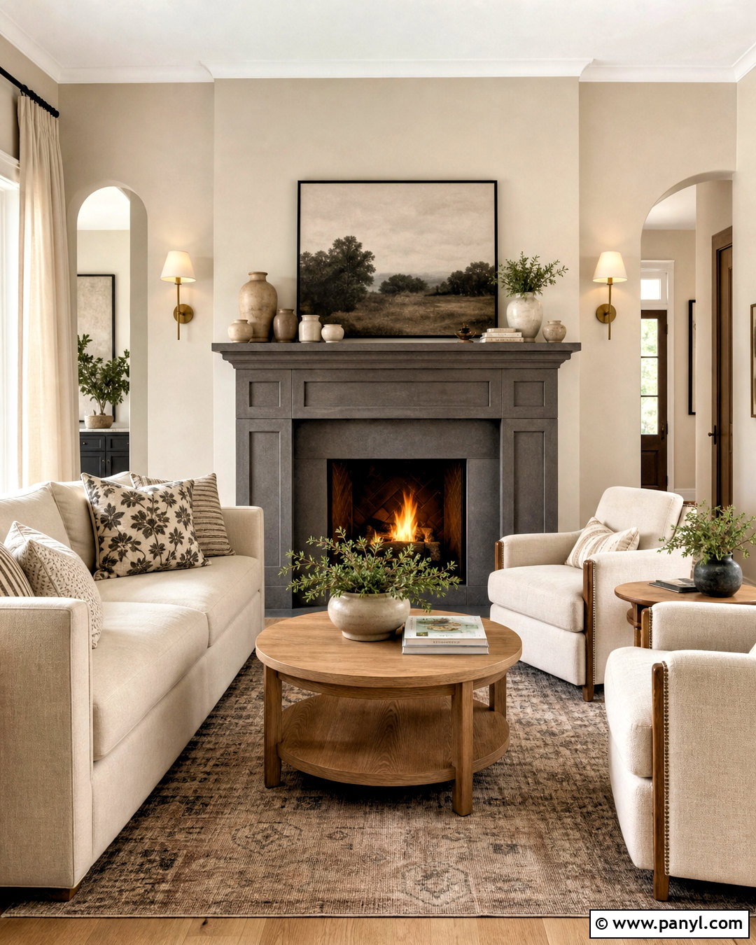 Accessible Beige Living Room With a Charcoal Fireplace - 20 accessible beige living room ideas