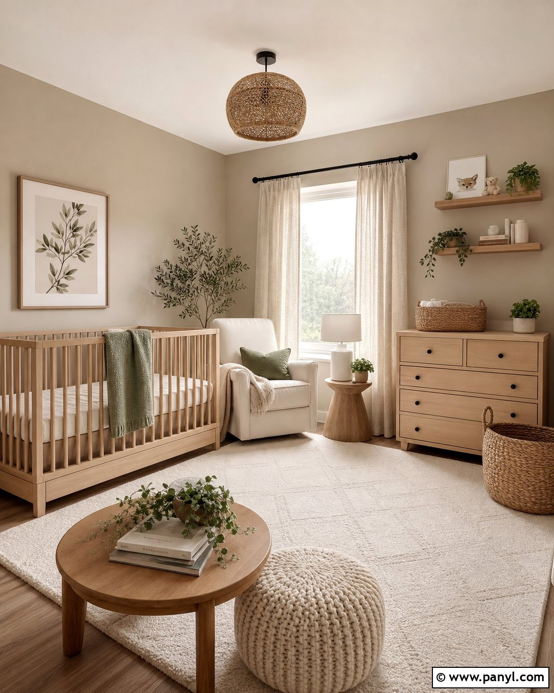 Accessible Beige Nursery With Natural Wood - 30 Sherwin Williams Accessible Beige Walls