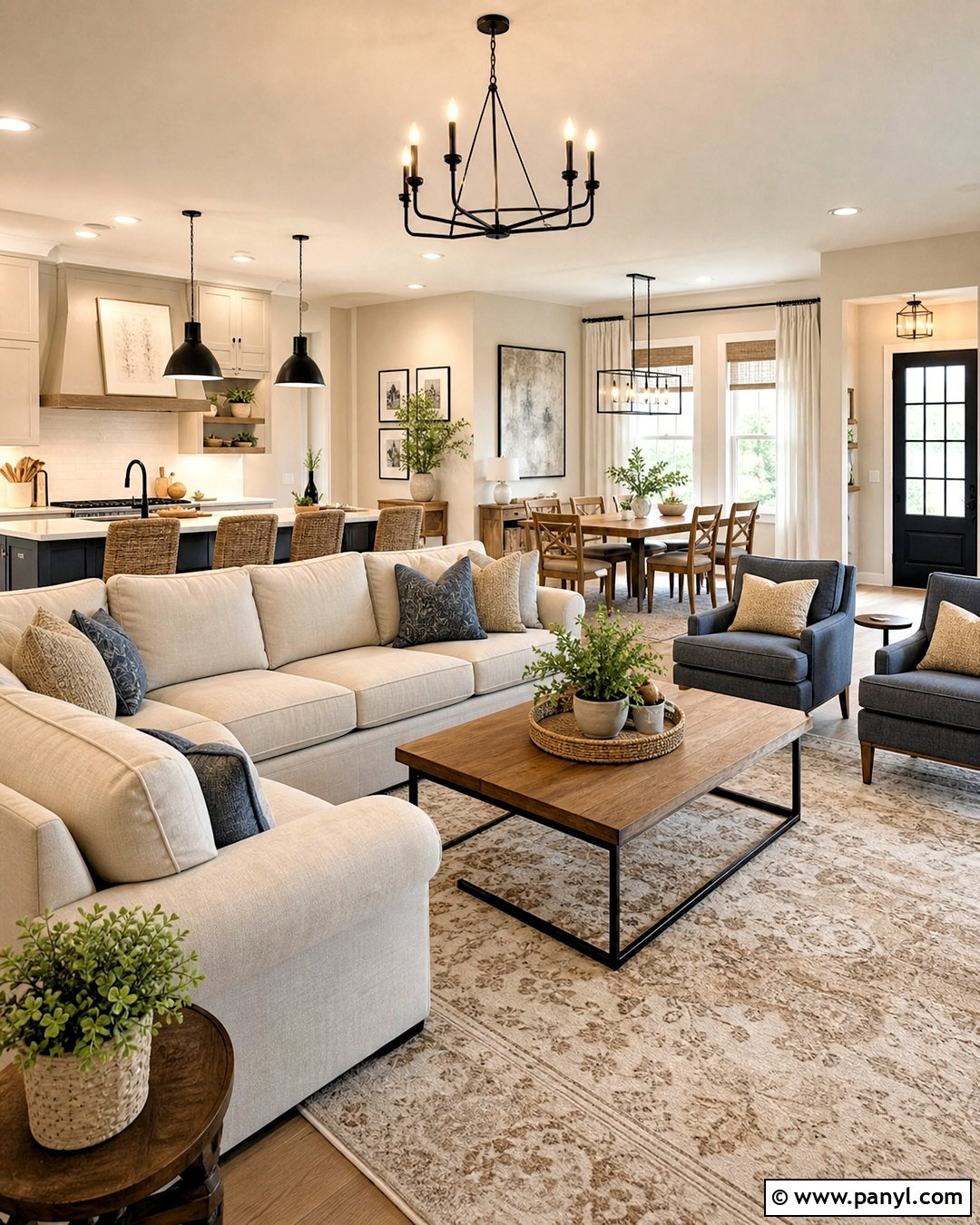 Accessible Beige Open Concept Living Room - 20 accessible beige sherwin williams living room ideas
