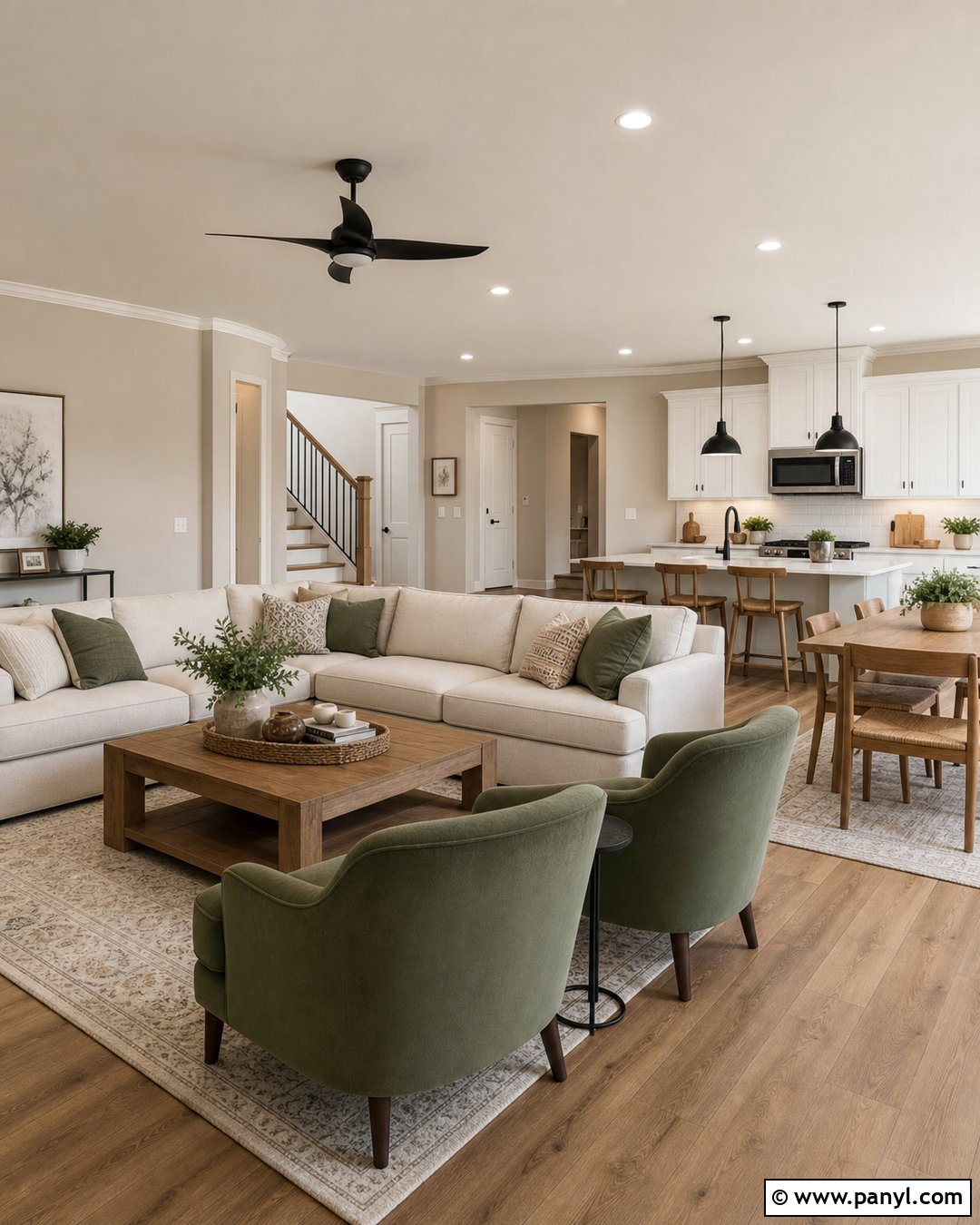 Accessible Beige Open Concept Living Room - 35 Accessible Beige Sherwin Williams Walls