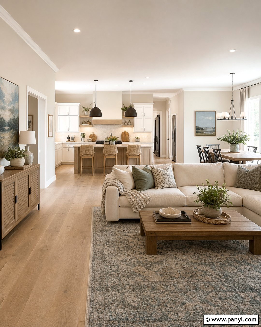 Accessible Beige Open Concept Room With Alabaster Trim - 25 Accessible Beige Walls Alabaster Trim Ideas