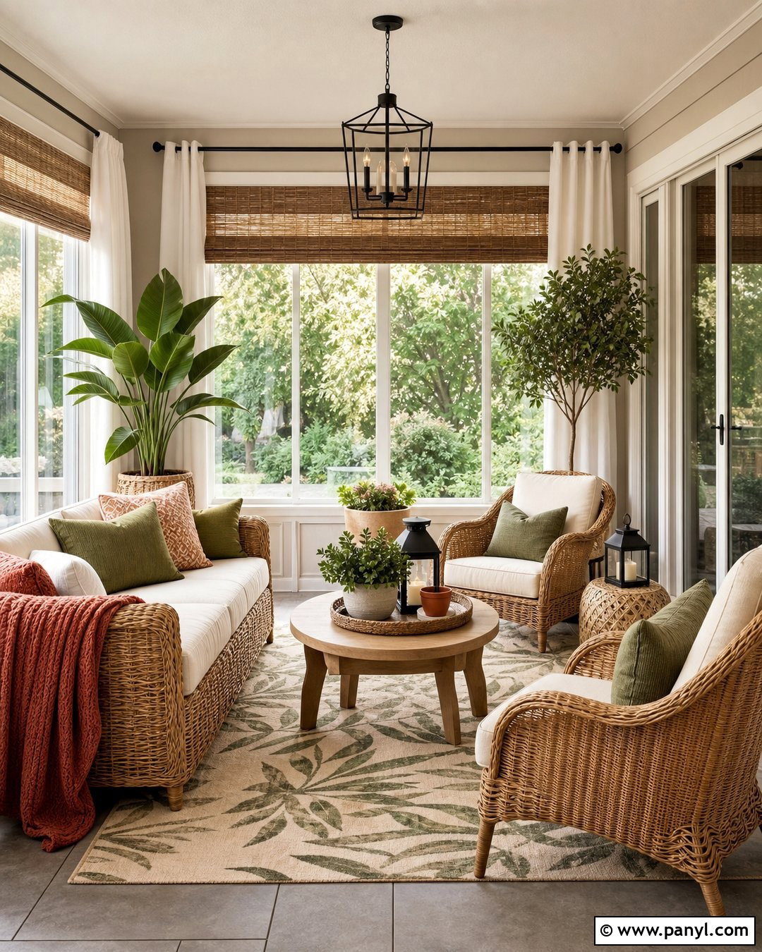 Accessible Beige Sunroom With Woven Furniture - 35 Accessible Beige Walls