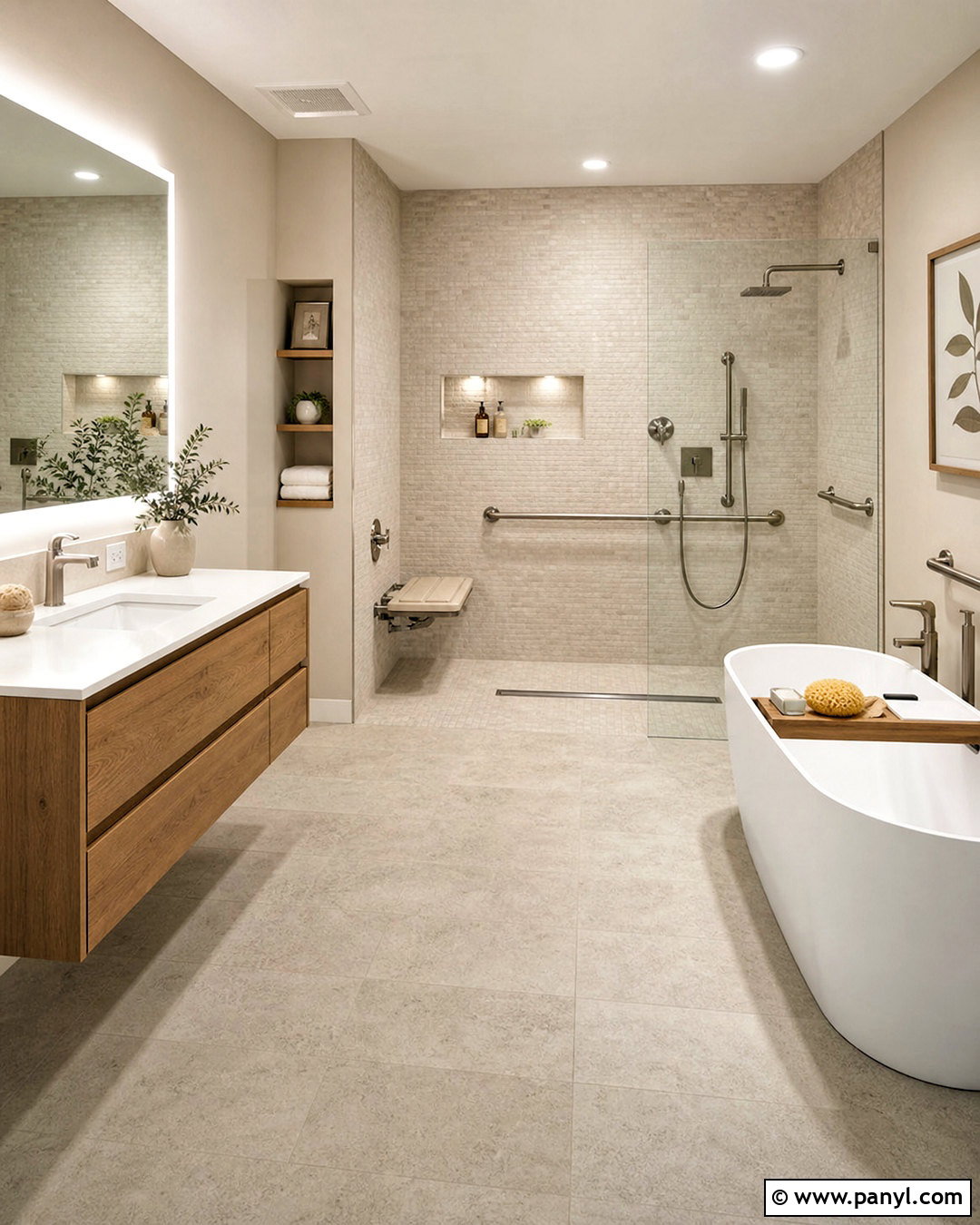 Accessible Beige Wet Room Bathroom - 20 accessible beige bathroom ideas