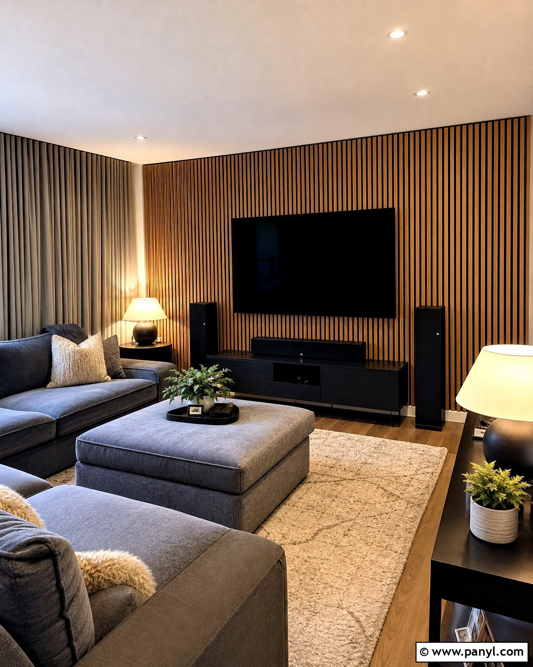 Acoustic Slat TV Wall - 20 slat wall behind tv ideas
