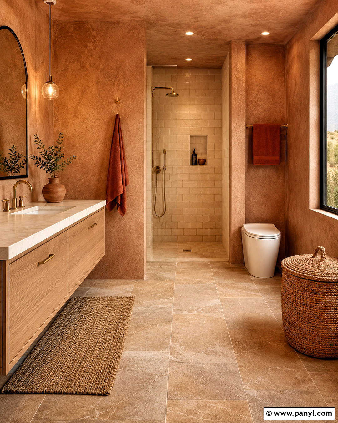 Adobe Bathroom Walls - 20 Warm Earthy Tone Walls