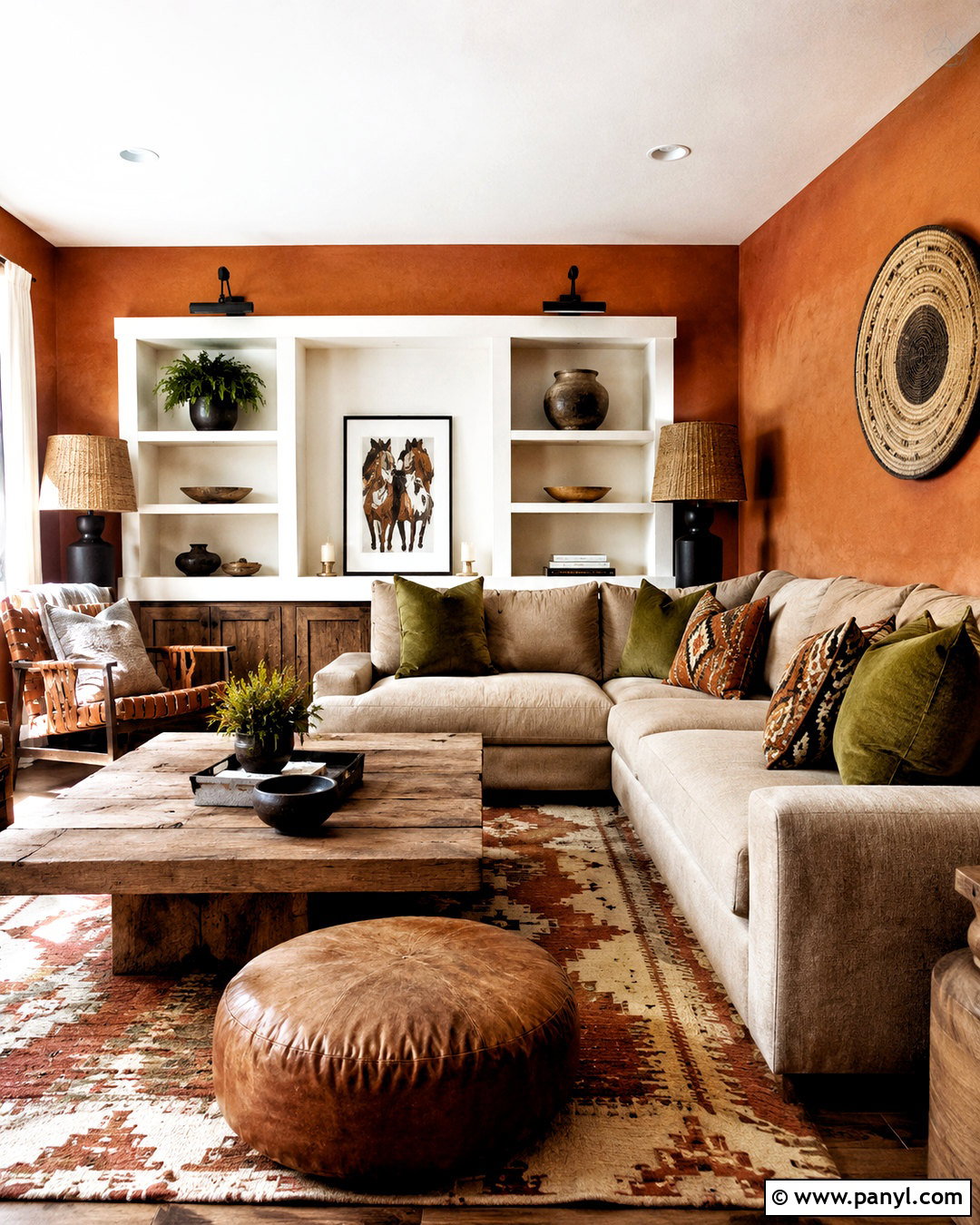 Adobe Orange Family Room - 20 Warm Orange Wall Color Ideas