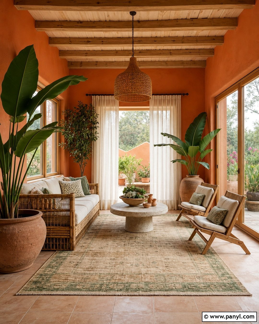 Adobe Orange Sunroom Wall - 20 Brown Orange Wall Color Ideas