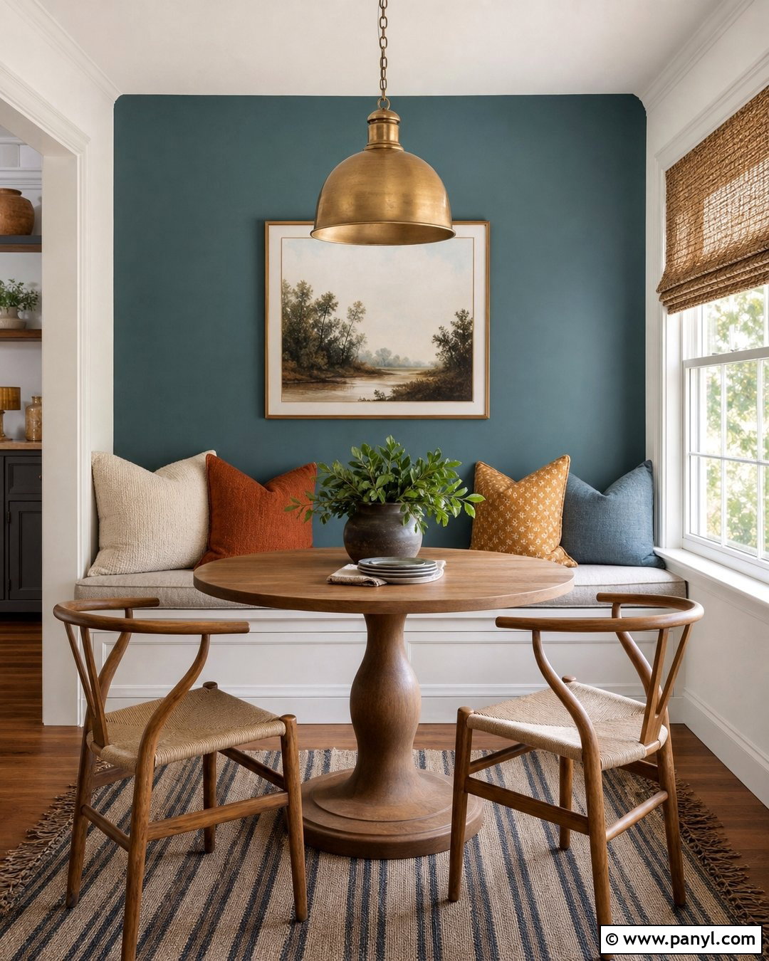 Aegean Teal Breakfast Nook Accent Wall - 20 Aegean Teal Accent Wall Ideas