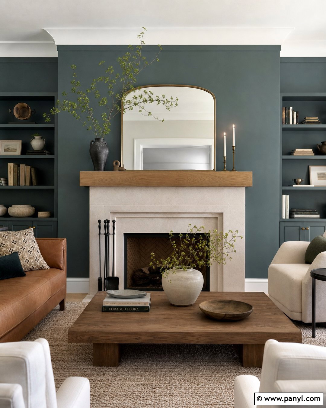 Aegean Teal Fireplace Accent Wall - 20 Aegean Teal Accent Wall Ideas