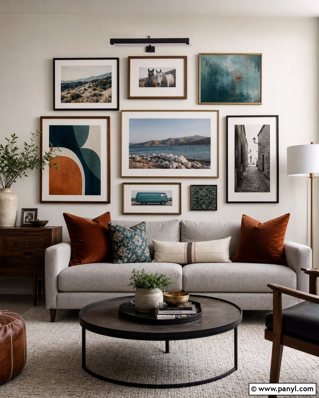 Aegean Teal Gallery Wall - 20 Aegean Teal Accent Wall Ideas