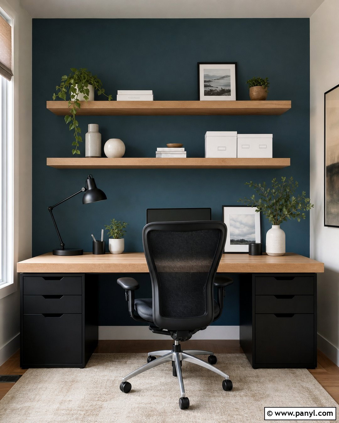 Aegean Teal Home Office Accent Wall - 20 Aegean Teal Accent Wall Ideas