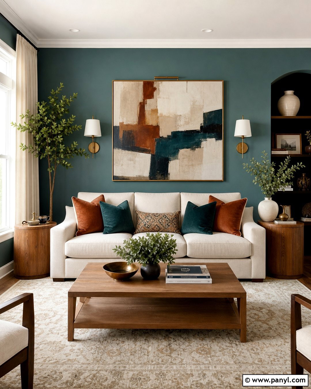 Aegean Teal Living Room Accent Wall - 20 Aegean Teal Accent Wall Ideas