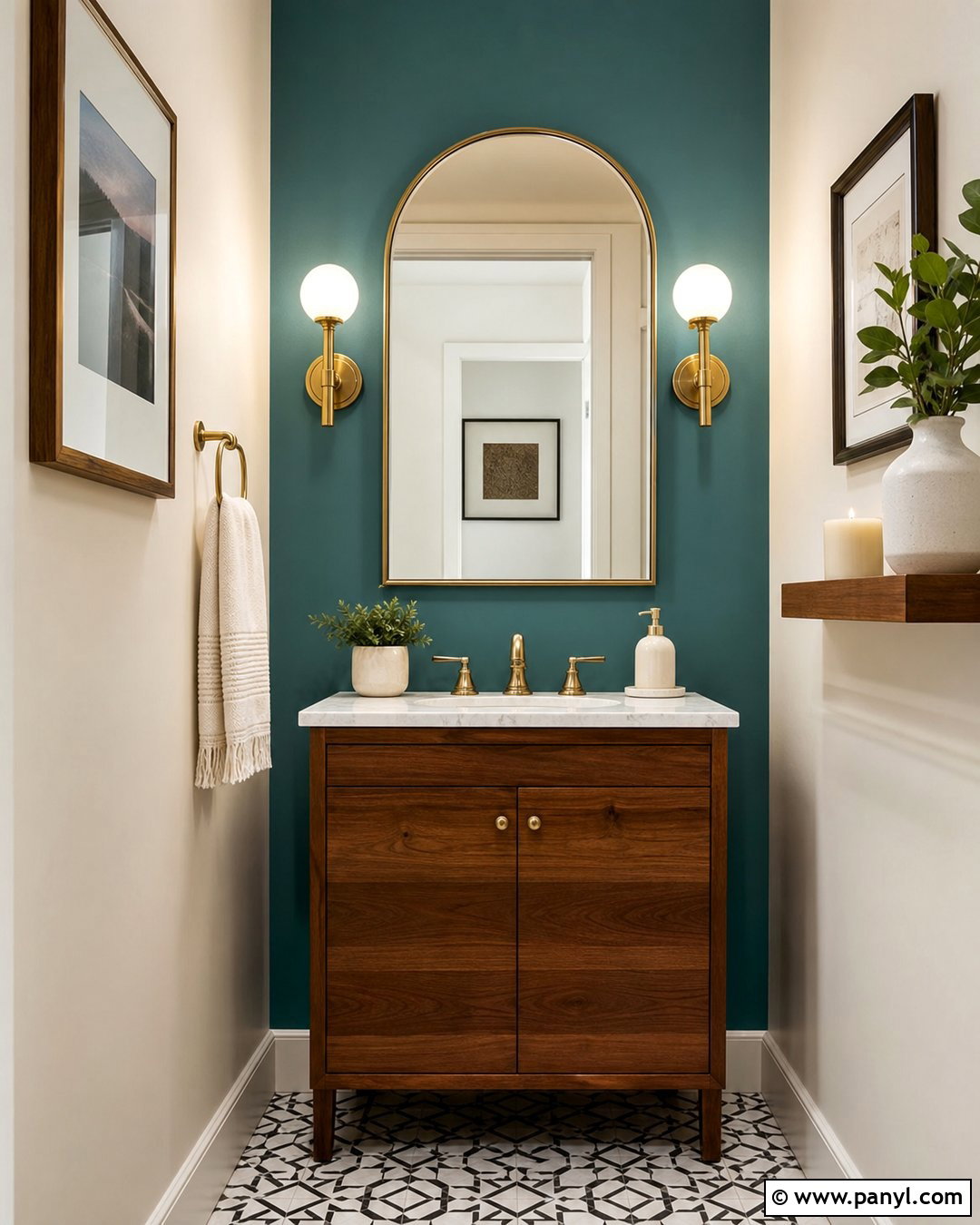 Aegean Teal Powder Room Accent Wall - 20 Aegean Teal Accent Wall Ideas