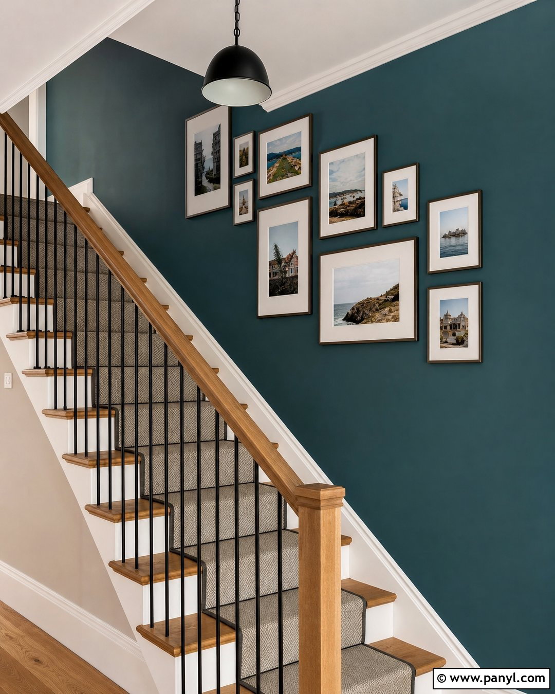 Aegean Teal Staircase Accent Wall - 20 Aegean Teal Accent Wall Ideas