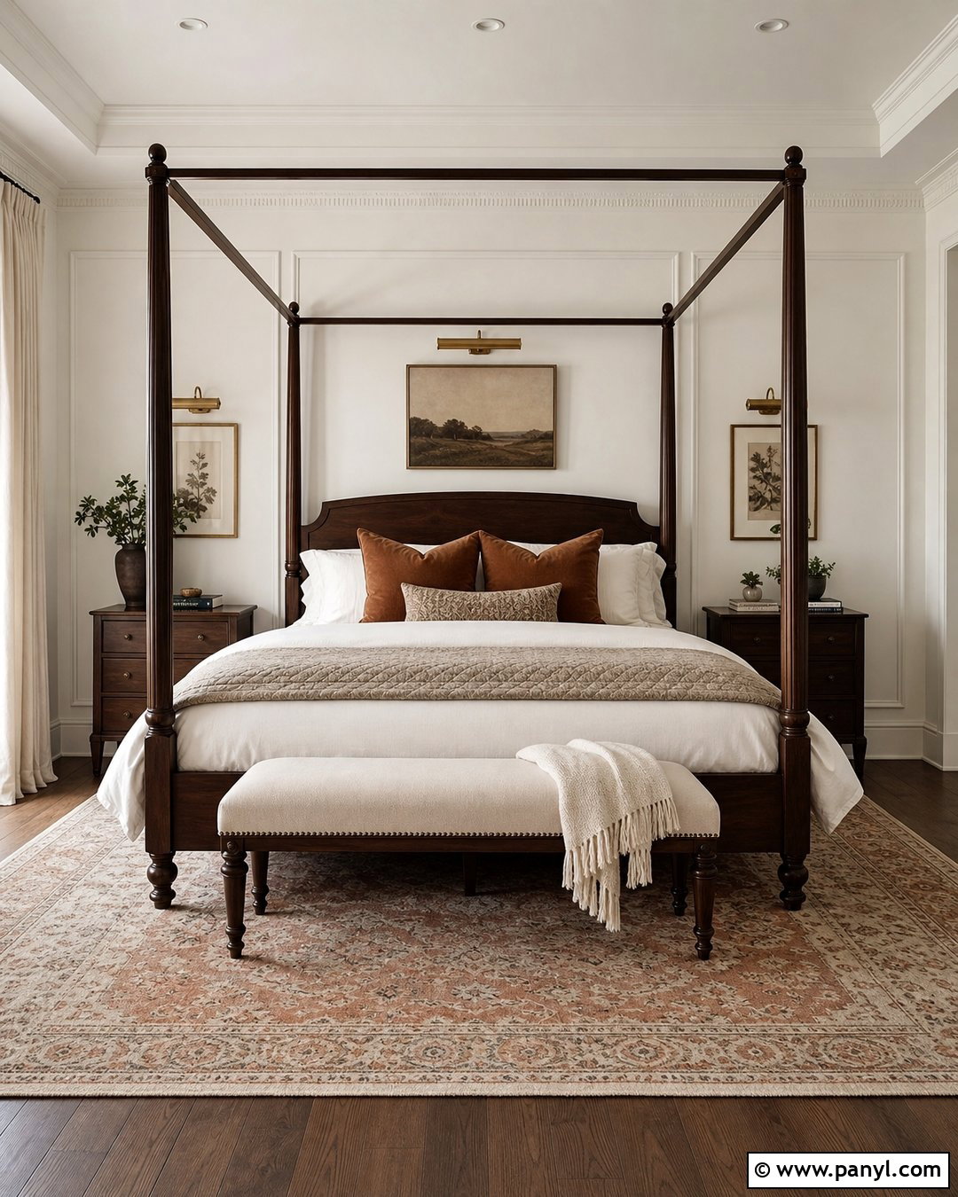 Aesthetic White Bedroom With Dark Wood - 25 Sherwin Williams Aesthetic White Walls