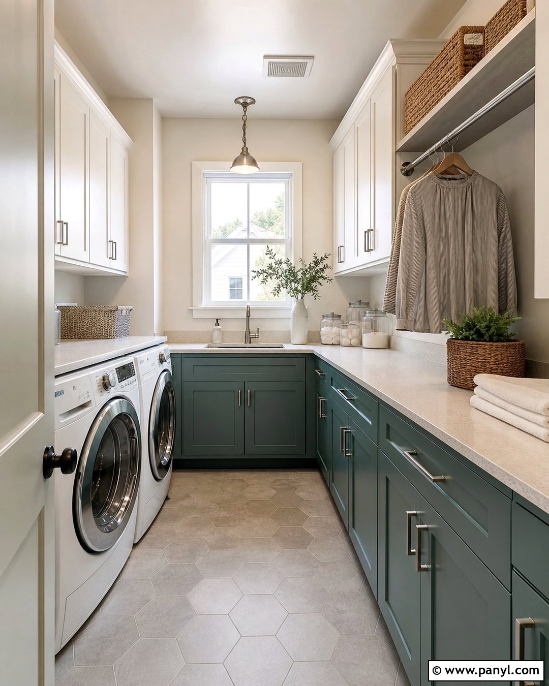 Aesthetic White Laundry Room With Aquaverde Cabinets - 25 Sherwin Williams Aesthetic White Walls