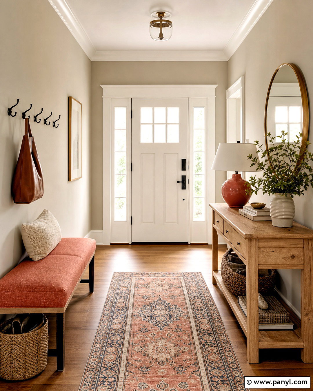 Agreeable Gray And Coral Entryway - 20 agreeable grey color scheme ideas