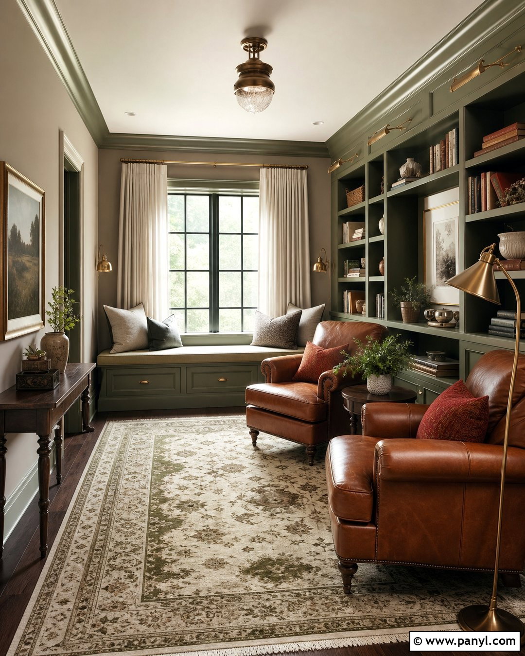 Agreeable Gray And Oakmoss Reading Room - 30 colors that go with agreeable gray ideas