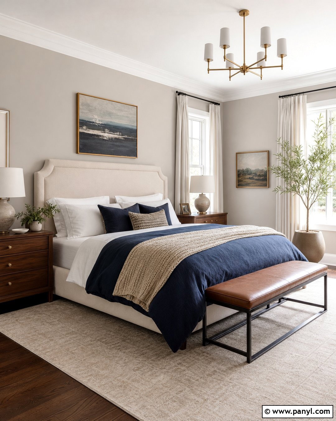Agreeable Gray Bedroom With Navy Bedding - 30 Agreeable Gray Sherwin Williams Walls
