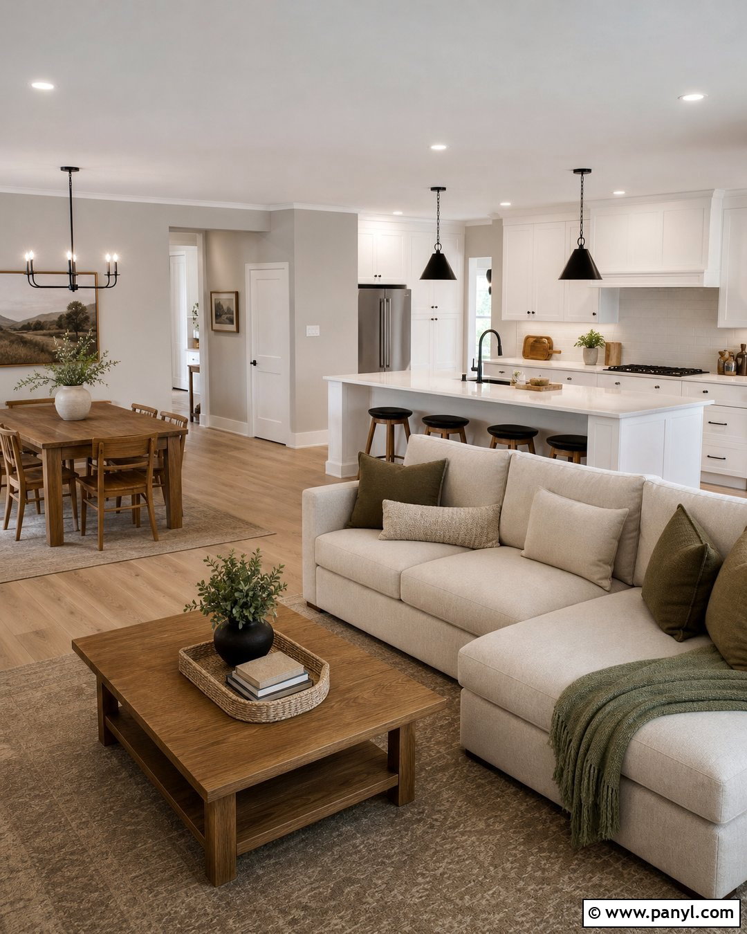 Agreeable Gray Open Concept Living Room - 30 Agreeable Gray Sherwin Williams Walls