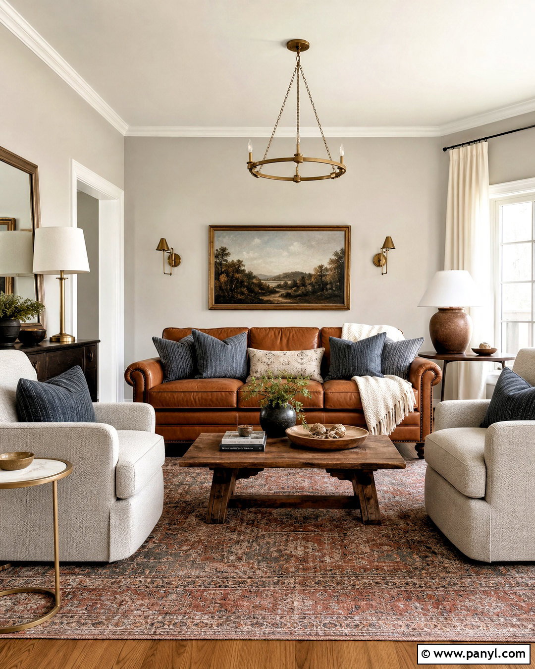 Agreeable Gray With A Brown Leather Sofa - 20 agreeable gray sherwin williams living room ideas
