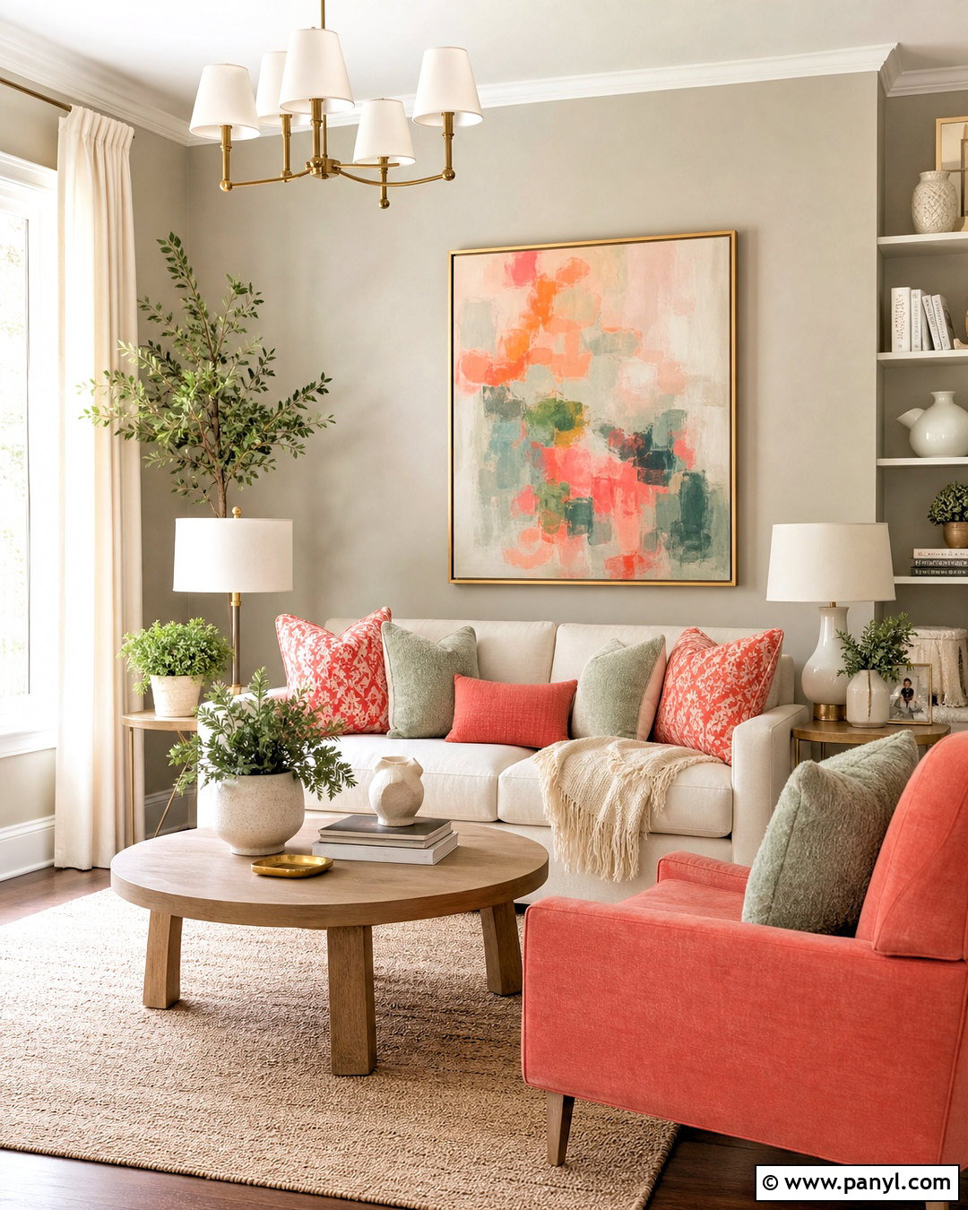 Agreeable Gray With Coral Accents - 20 agreeable gray sherwin williams living room ideas