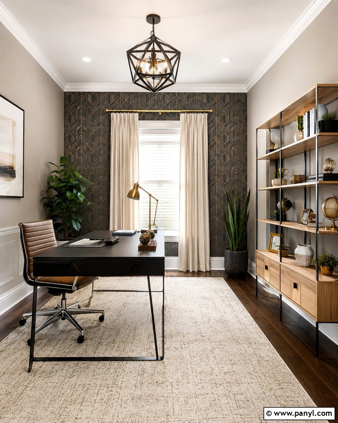 Agreeable Gray With Geometric Wallpaper Wall - 20 Agreeable Grey With Accent Wall Ideas