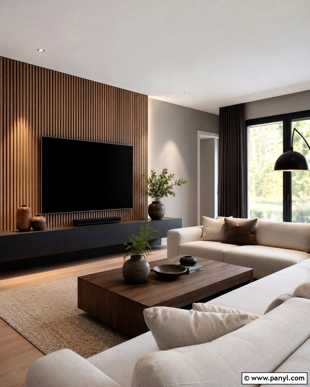 Agreeable Gray With Natural Wood Slat Wall - 20 Agreeable Grey With Accent Wall Ideas