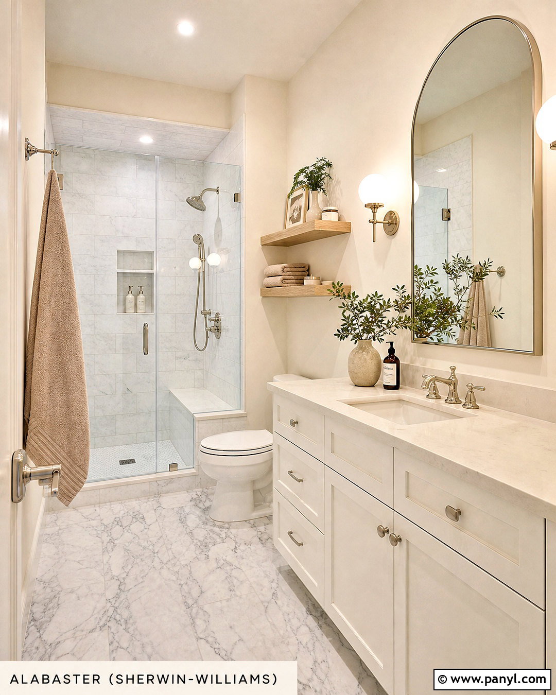 Alabaster Bathroom With Marble Tile - 20 alabaster vs swiss coffee ideas