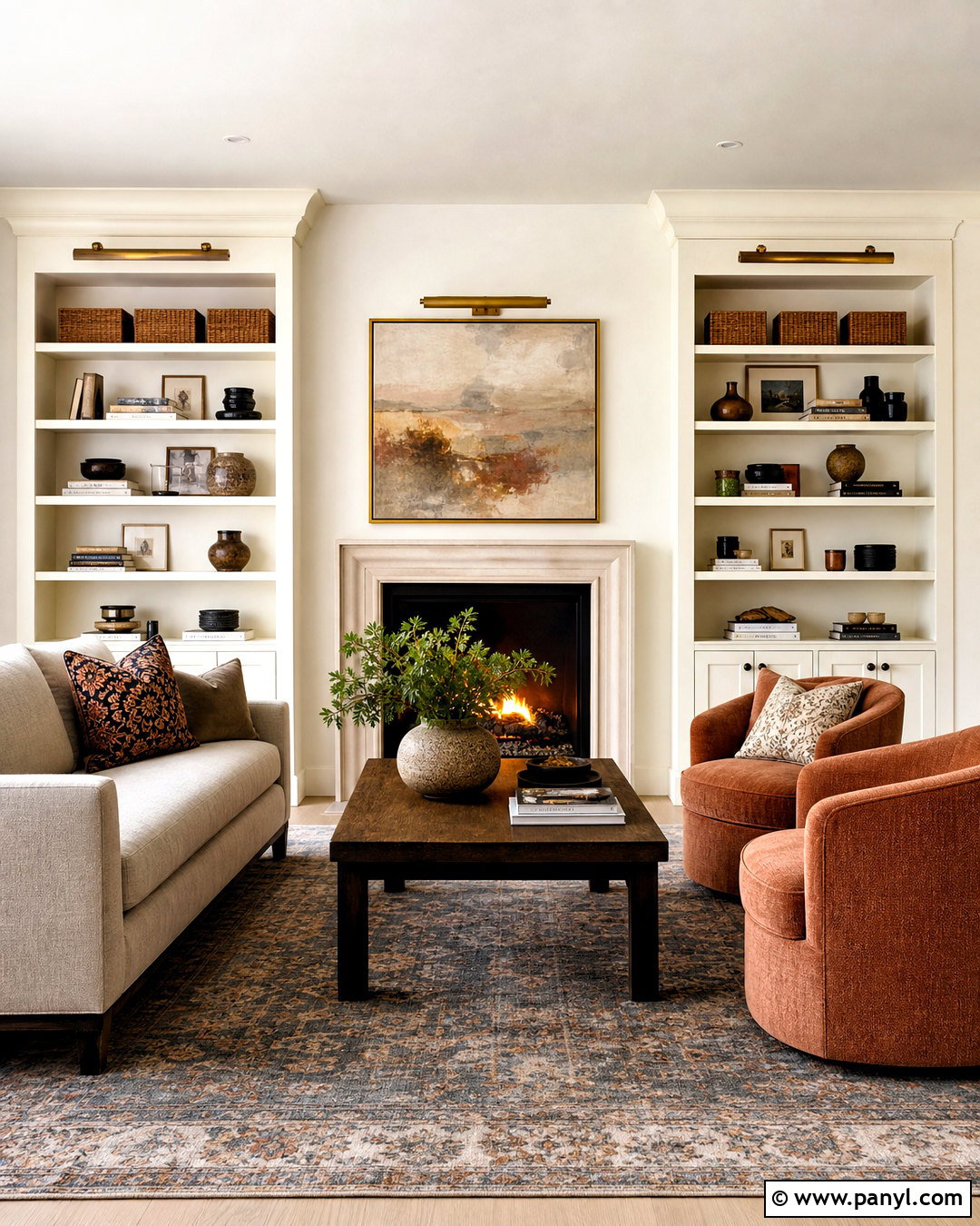 Alabaster Living Room With Built-In Shelves - 20 alabaster living room walls