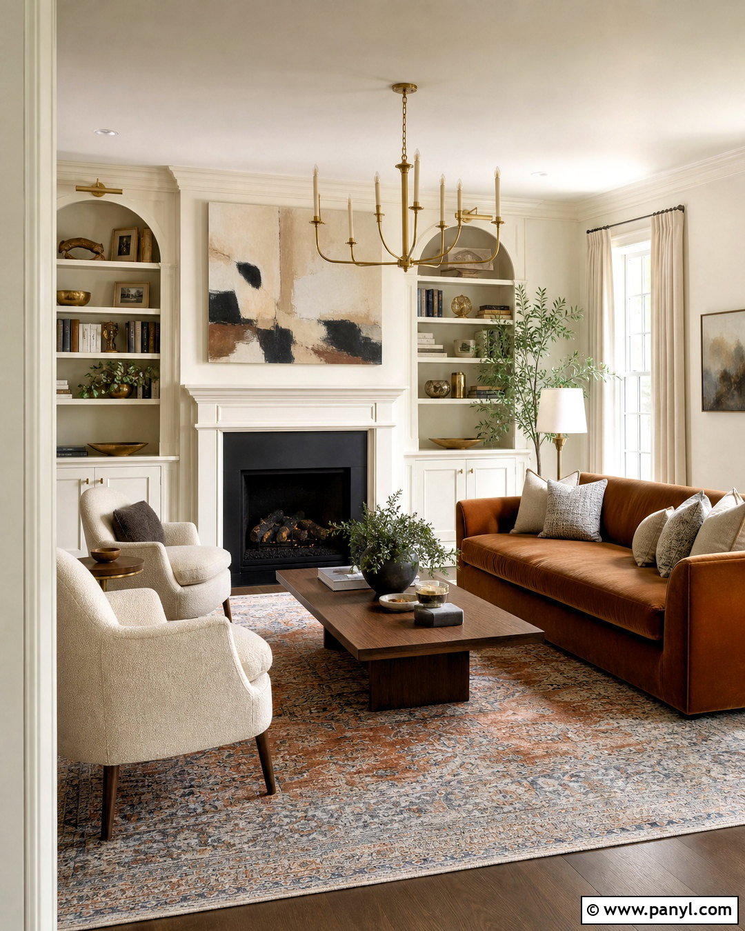Alabaster Living Room With Color-Drenched Walls - 20 alabaster sherwin williams living rooms