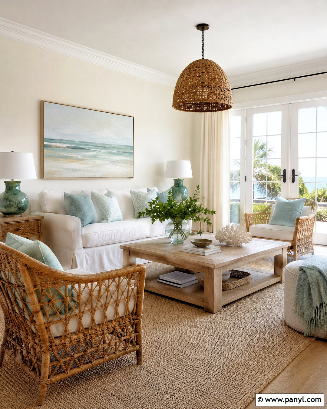 Alabaster Walls In A Coastal Living Room - 45 Alabaster Sherwin Williams Walls