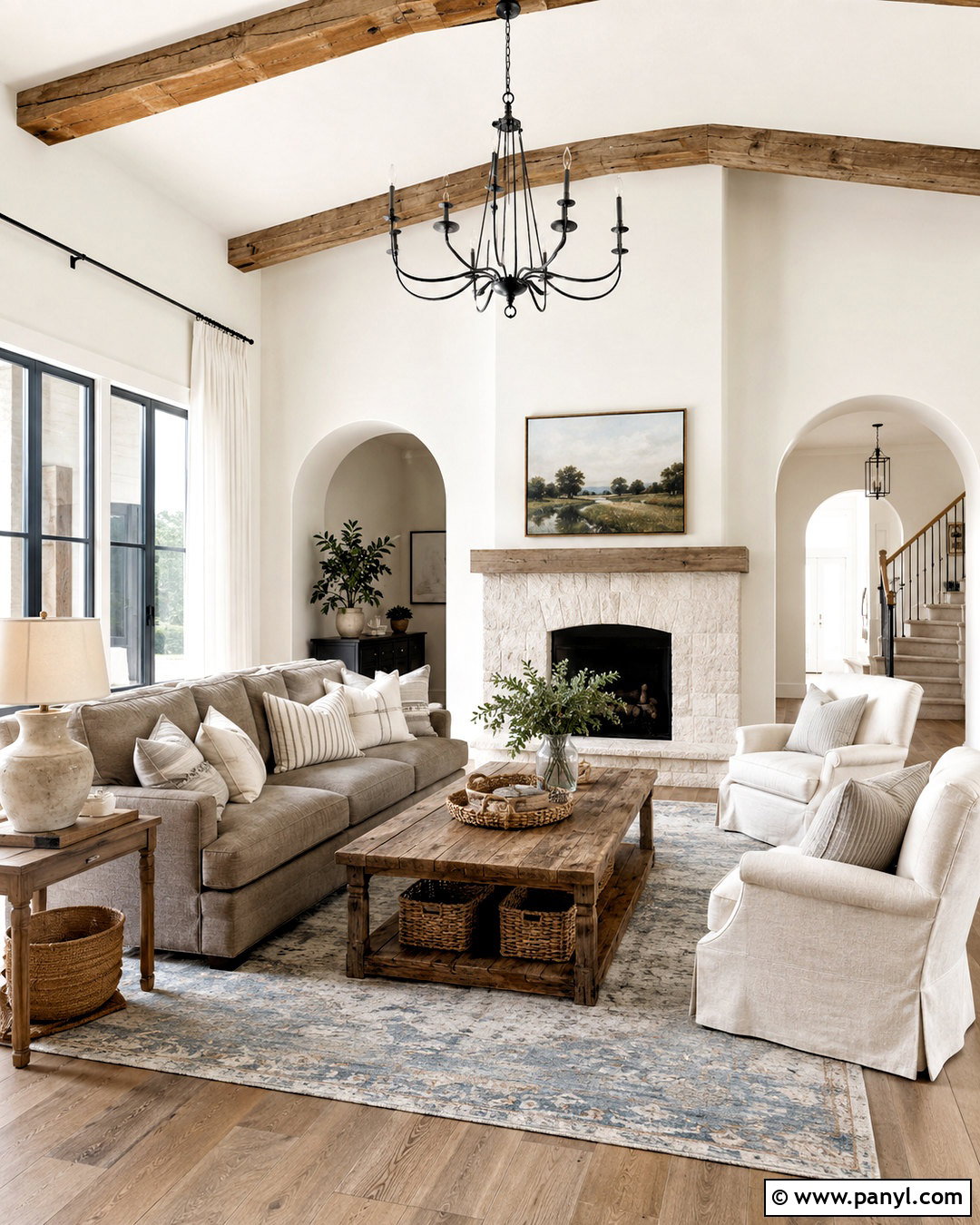 Alabaster Walls In A Modern Farmhouse Living Room - 45 Alabaster Sherwin Williams Walls