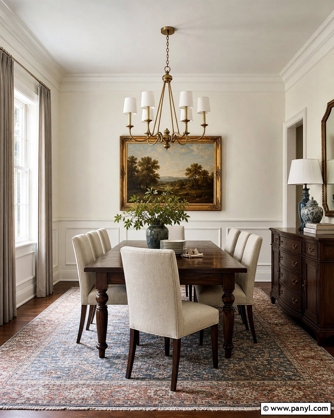 Alabaster Walls In A Traditional Dining Room - 25 Sherman Williams Alabaster Walls