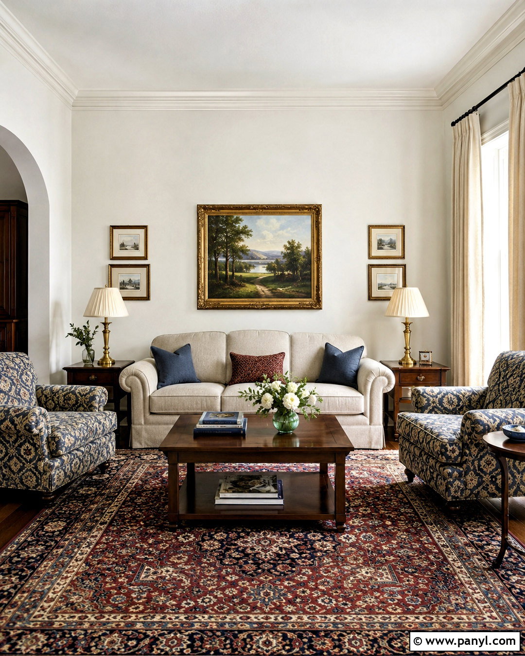 Alabaster Walls In A Traditional Living Room - 45 Alabaster Sherwin Williams Walls