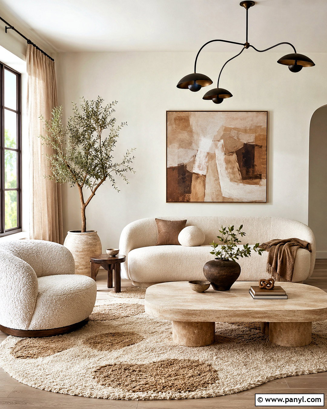 Alabaster Walls In An Organic Modern Living Room - 45 Alabaster Sherwin Williams Walls