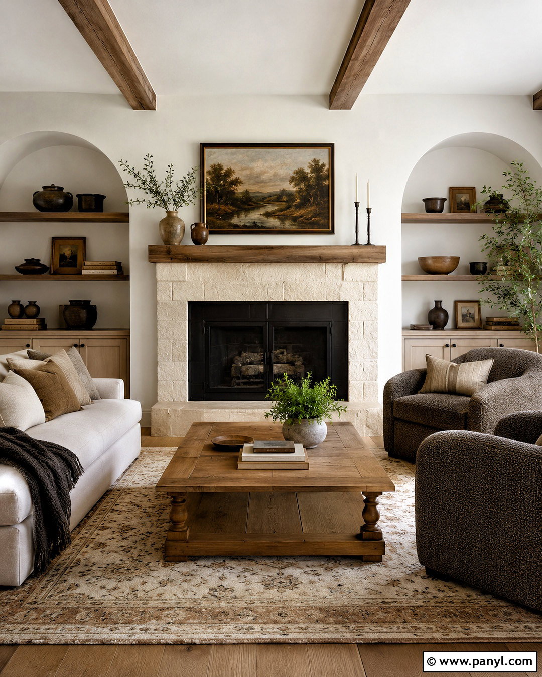 Alabaster Walls With A Stone Fireplace - 45 Alabaster Sherwin Williams Walls