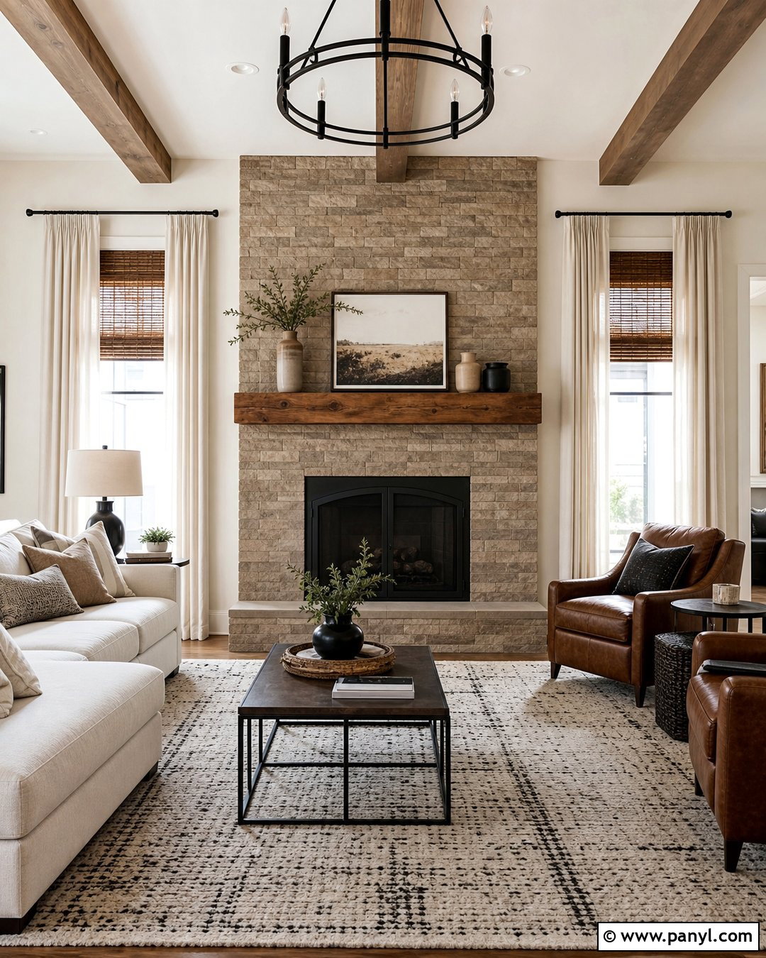 Alabaster Walls With A Stone Fireplace - 25 Sherman Williams Alabaster Walls
