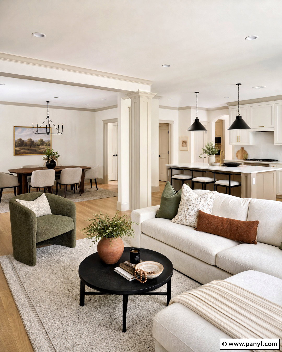 Alabaster Walls With Accessible Beige Trim Open Concept Space - 20 alabaster walls accessible beige trim ideas