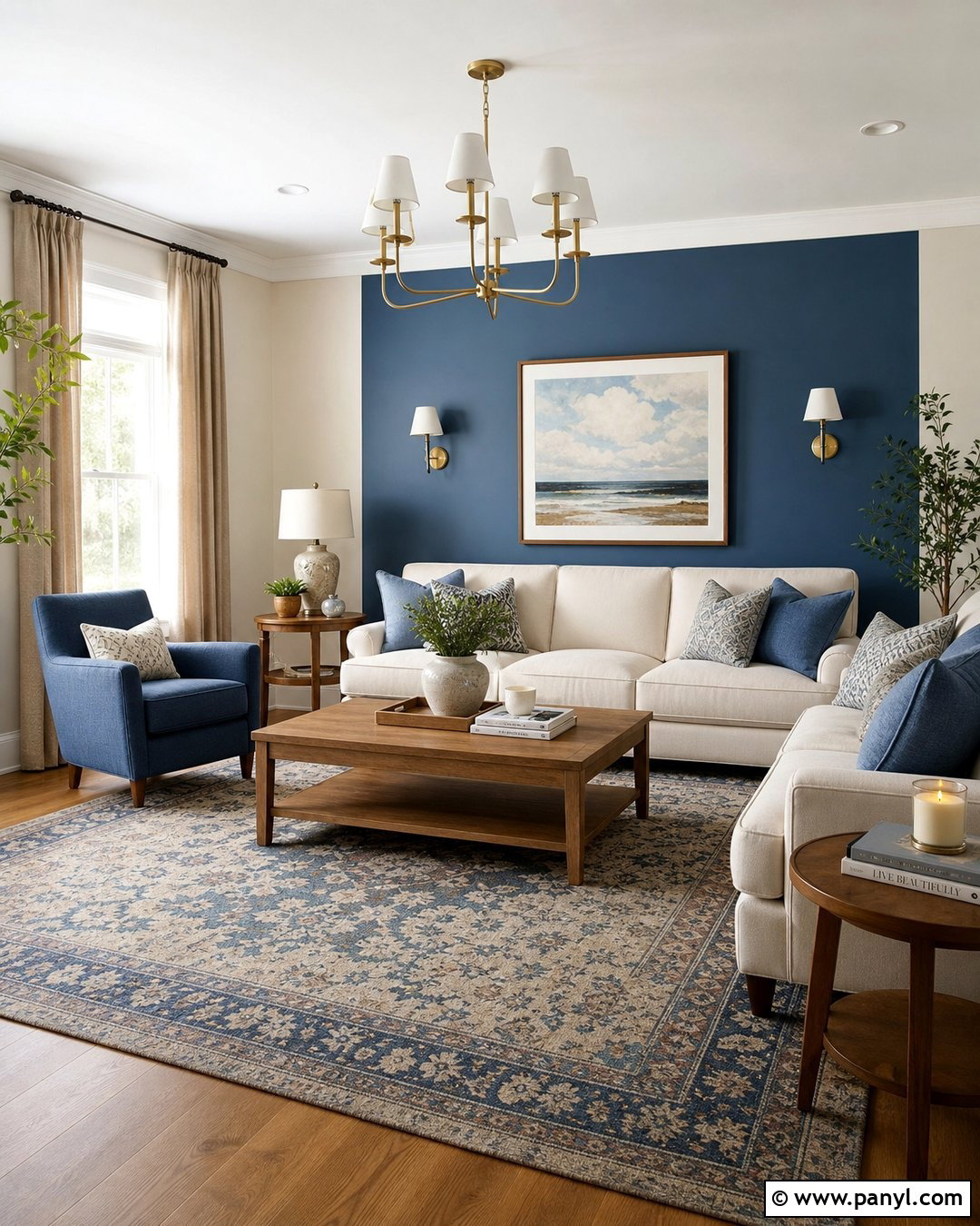 Alabaster Walls With Blue Accent Wall - 35 Alabaster Walls With White Trim Ideas