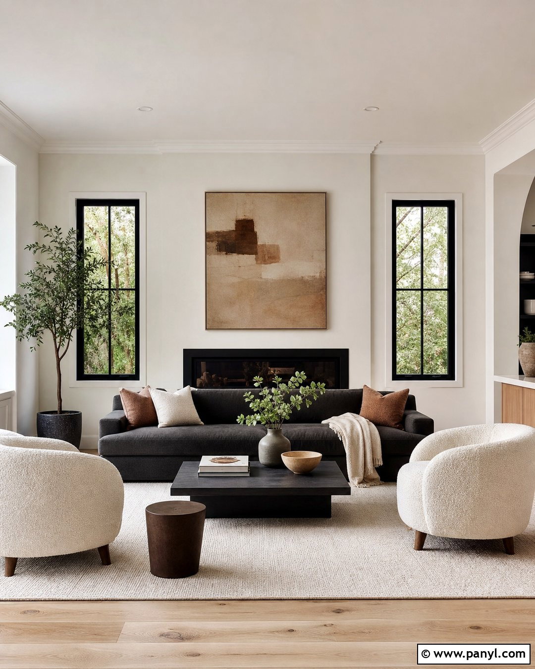 Alabaster Walls With Extra White Trim Living Room - 35 Alabaster Walls With White Trim Ideas