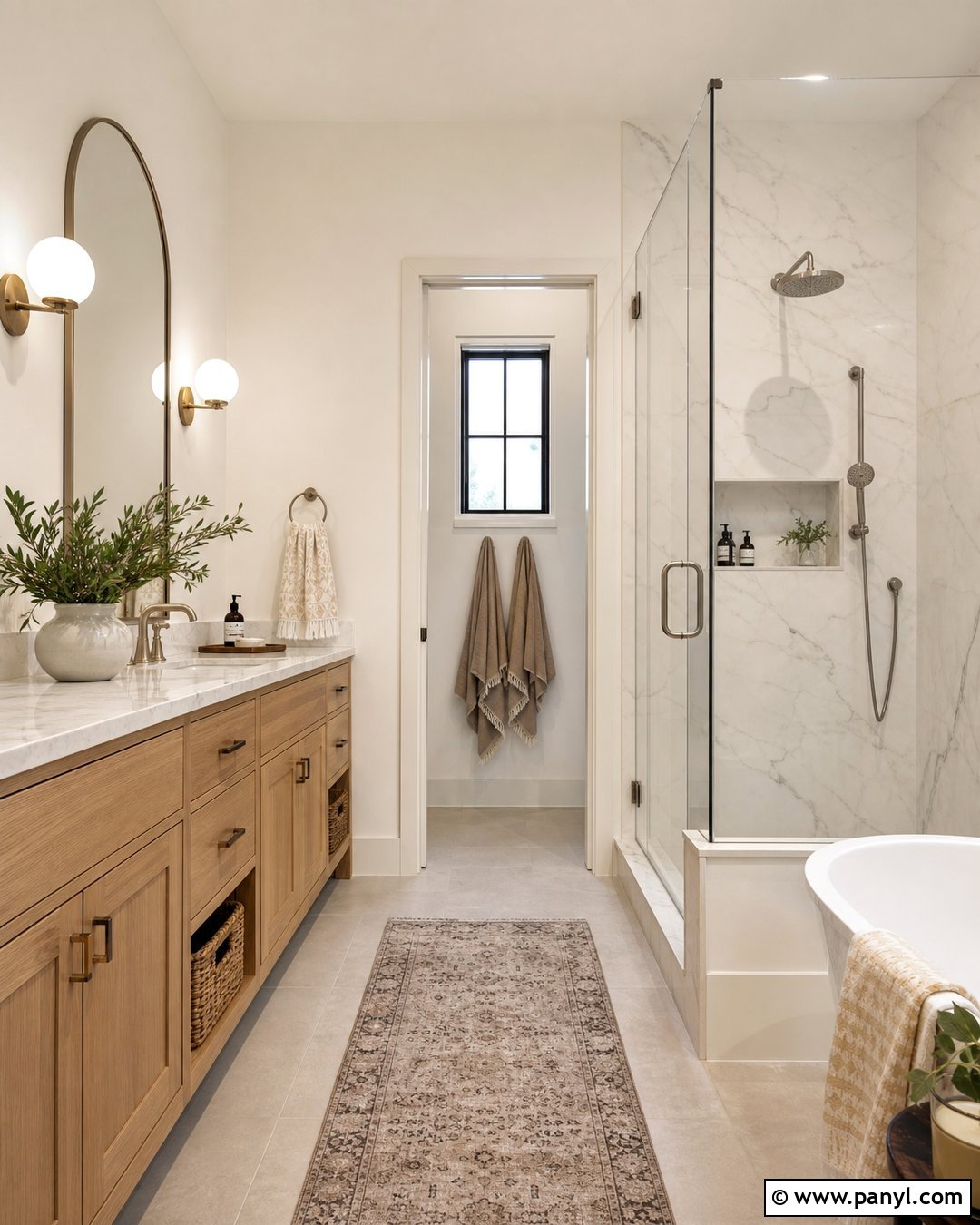 Alabaster Walls With Marble Bathroom Finishes - 25 Sherman Williams Alabaster Walls