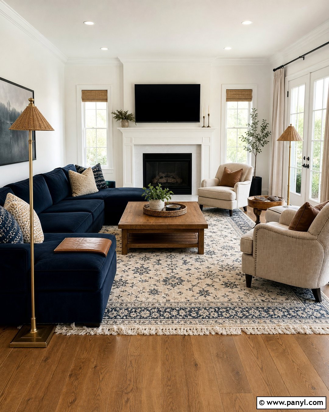 Alabaster Walls With Navy Blue Decor - 25 Sherman Williams Alabaster Walls