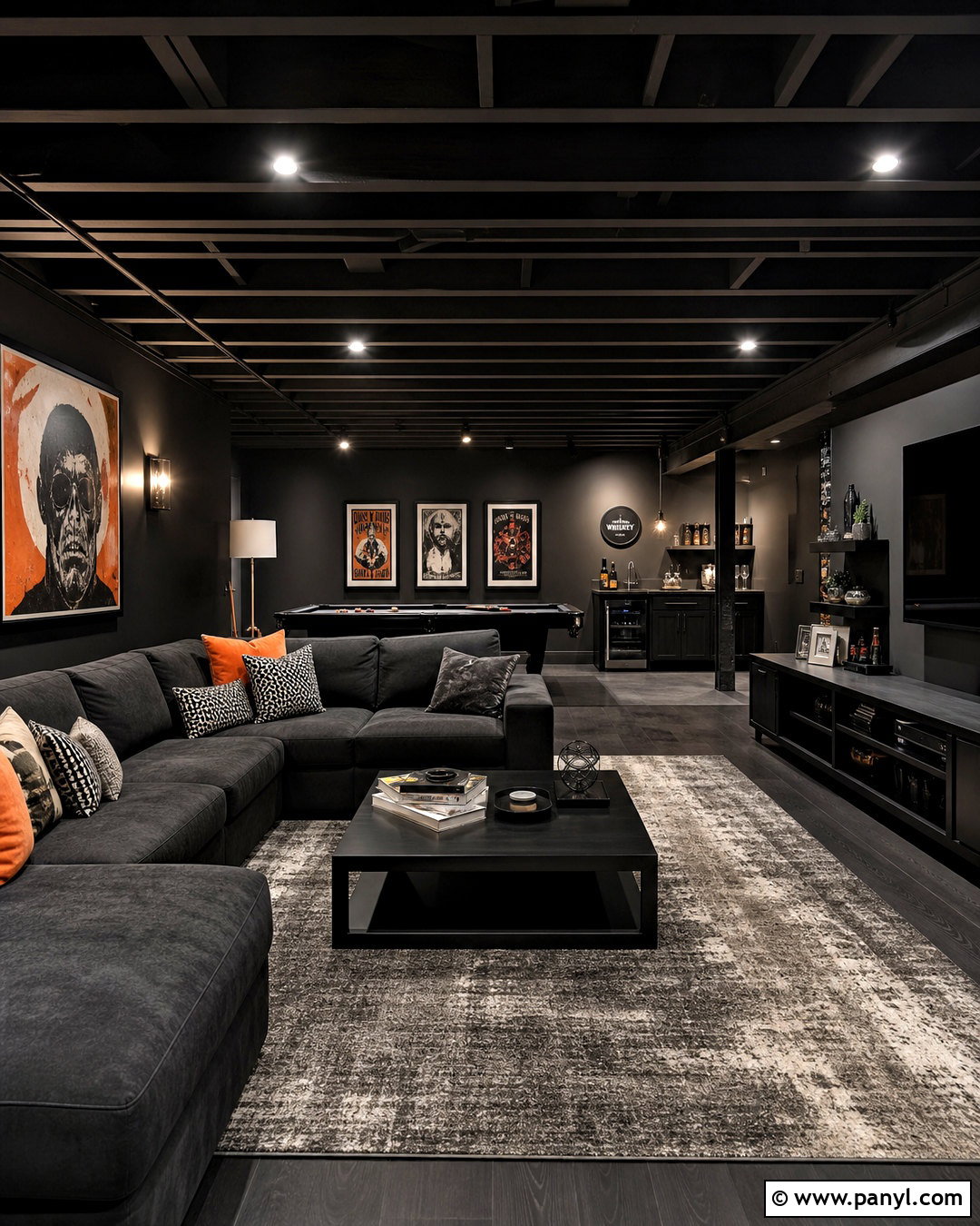 All Black Basement Lounge - 20 all black room ideas