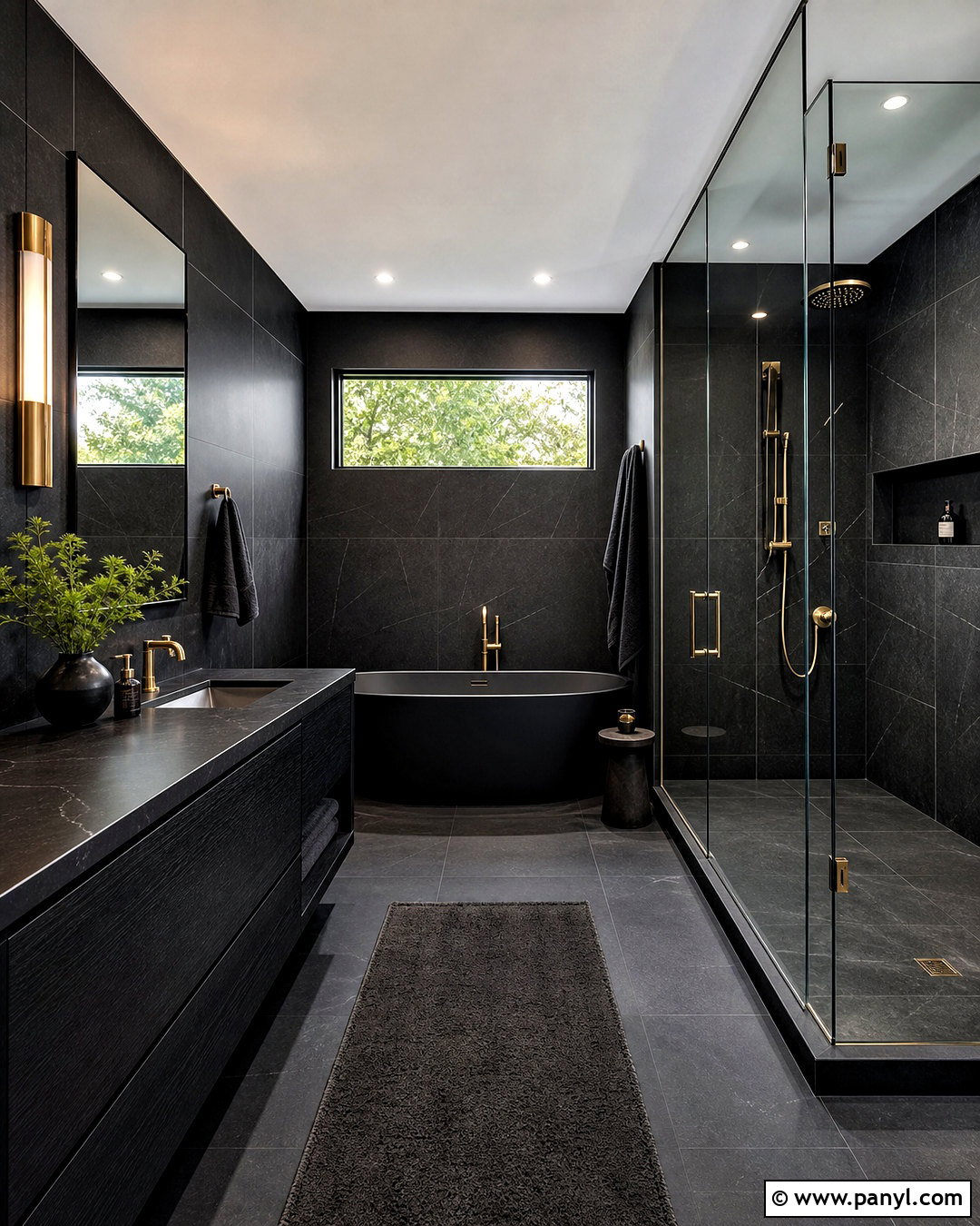 All Black Bathroom With Brass - 20 all black room ideas