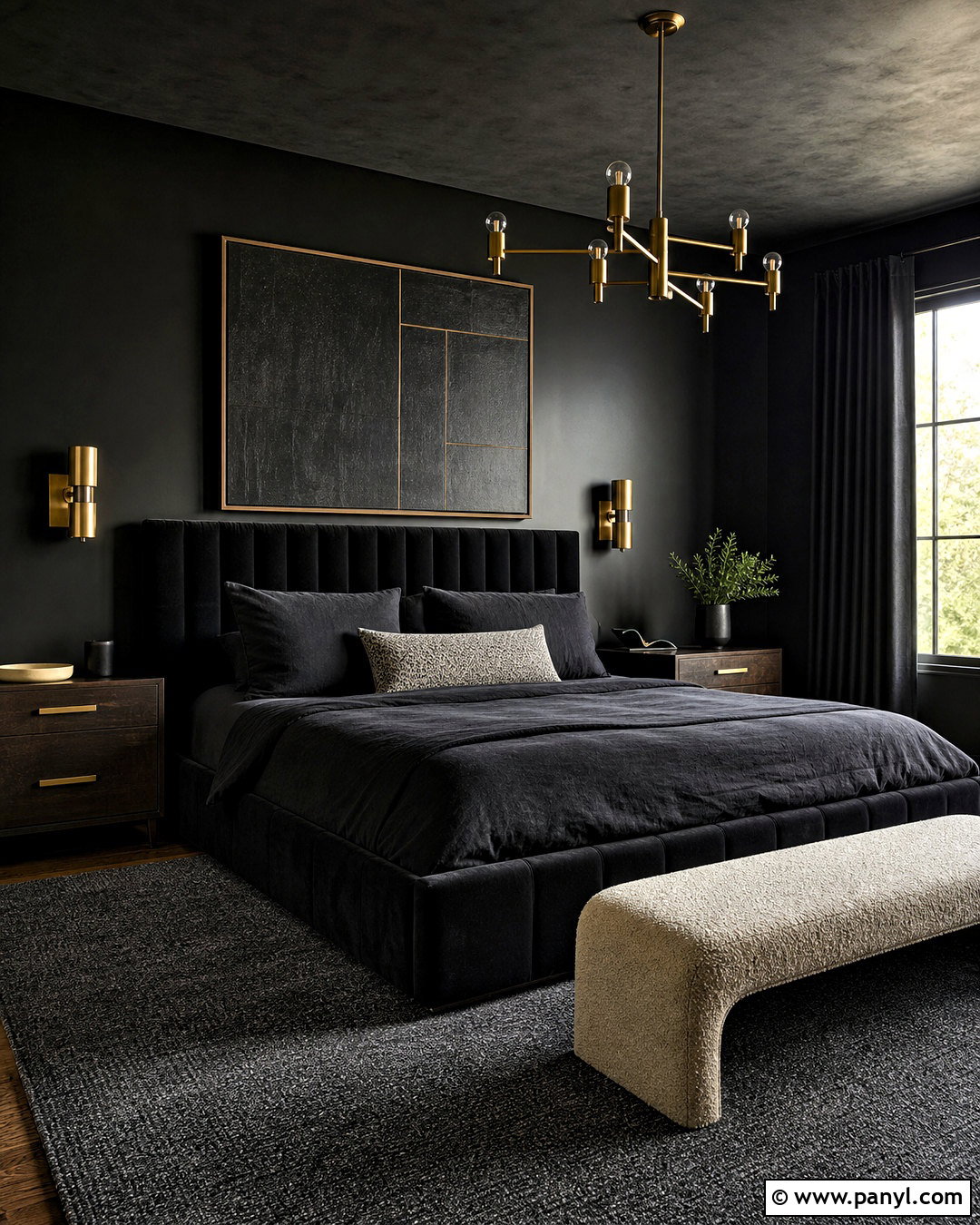 All Black Bedroom With Layered Textures - 20 black interior bedroom ideas