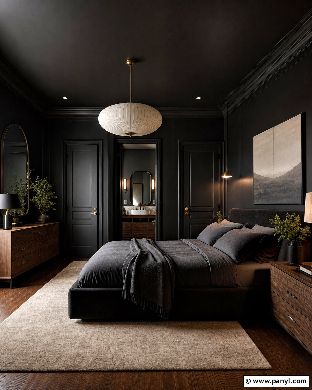All Black Bedroom - 20 black painted bedroom ideas