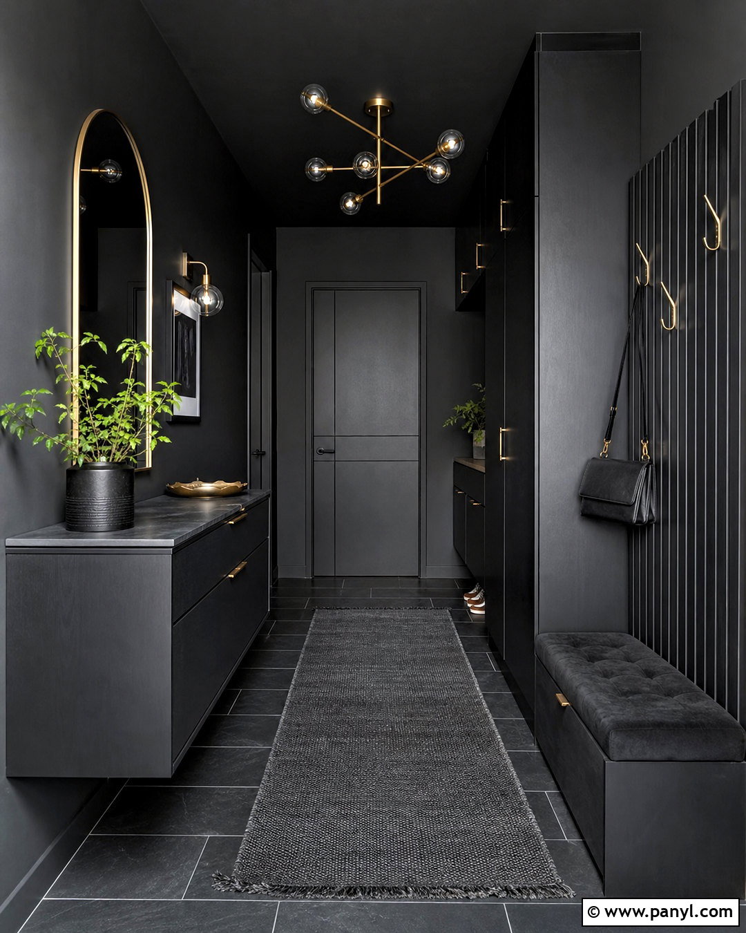 All Black Entryway - 20 all black room ideas