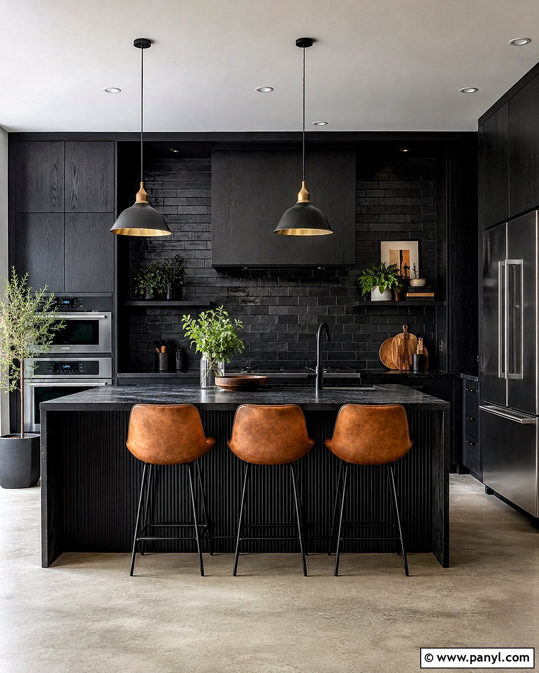 All Black Kitchen - 20 black kitchen interior ideas